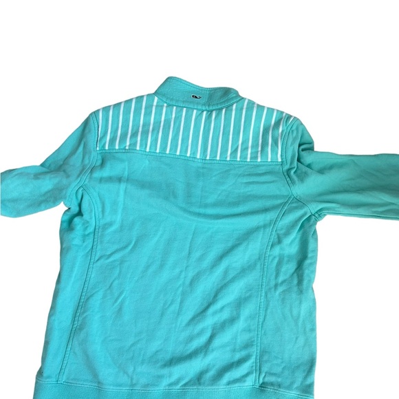 vineyard vines girls pull over, quarter zip. Teal with white accents. - Picture 3 of 4